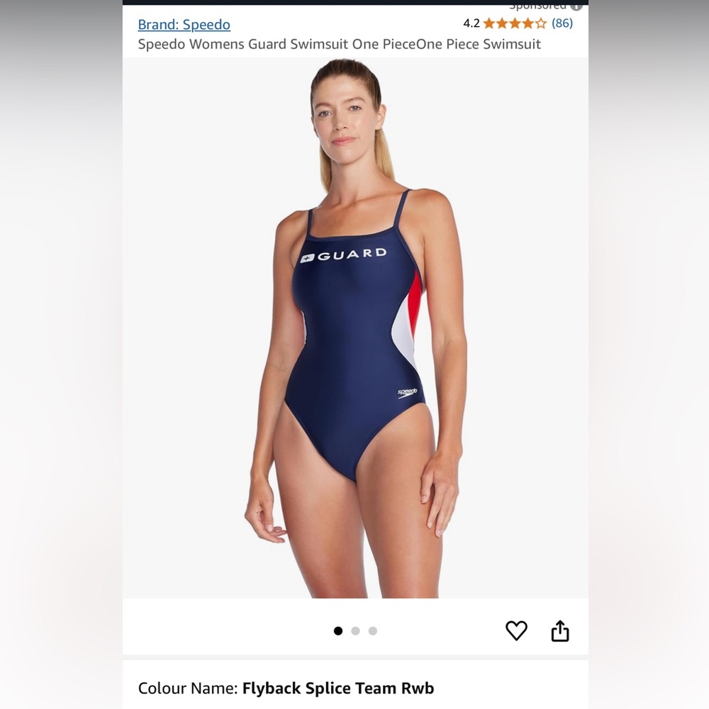 Speedo Blue and Red Guard One Piece Swimwear